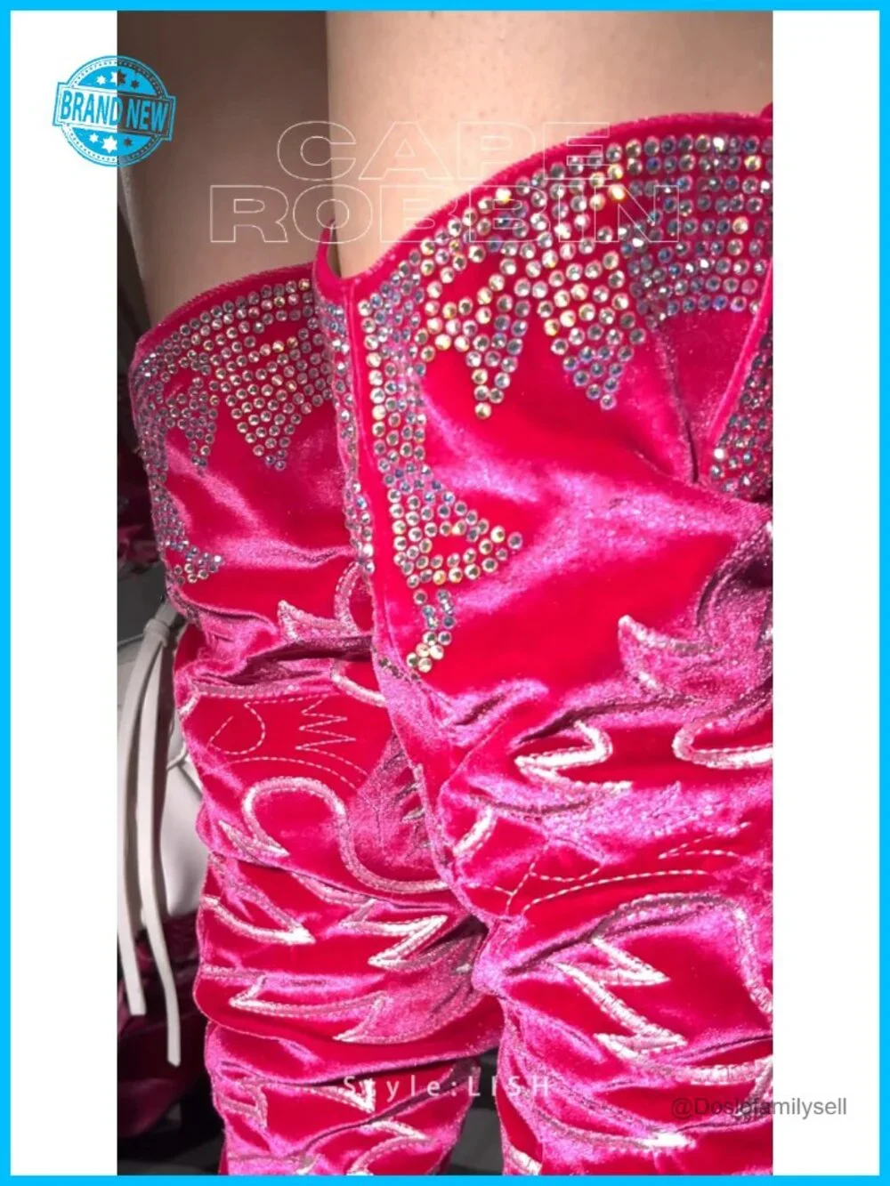 Rhinestone Embroidered Thigh High Slouchy Wide Calf Pull On Boots with Memory